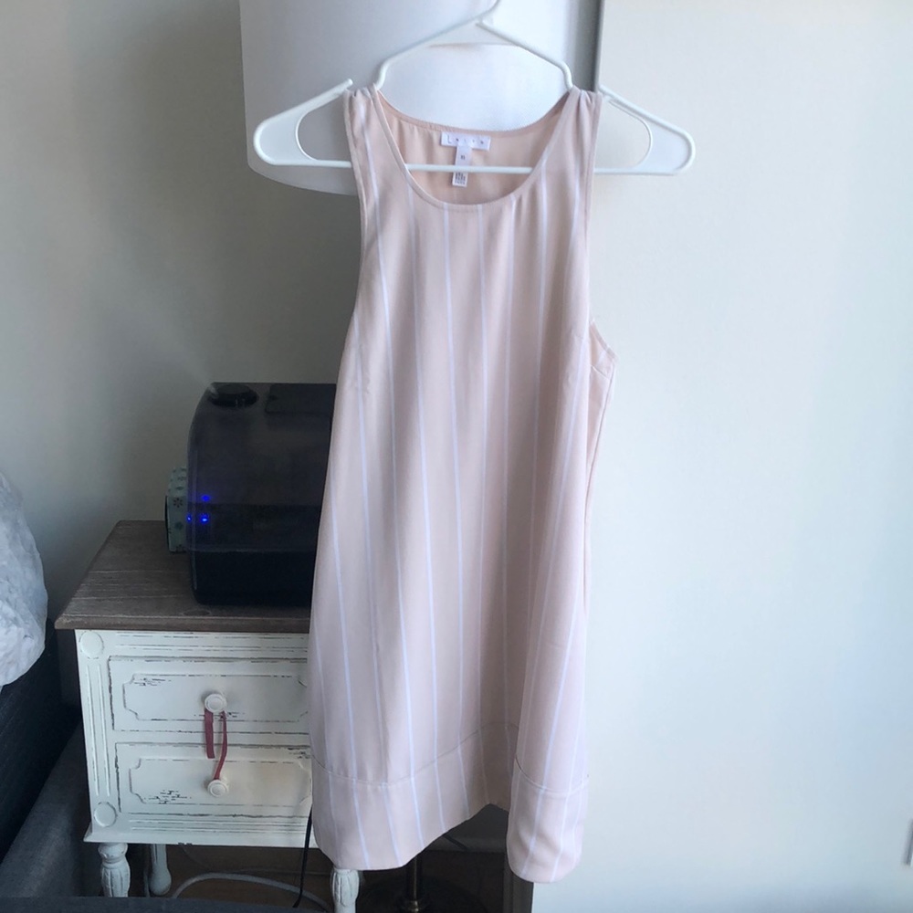 Leith Beige & White Stripes Dress